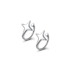 Brinco de Cartilagem Ear Cuff Ponto de Luz em Prata Esterlina 2 Peças