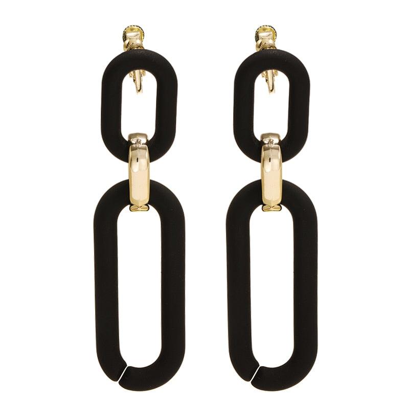 Brinco de Pressão Feminino Preto e Dourado de Correntes Matte Laszine Shop