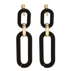 Brinco de Pressão Feminino Preto e Dourado de Correntes Matte Laszine Shop