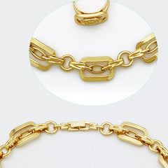 Conjunto de Colar e Brinco de Correntes Banhado a Ouro 18k Estilo Dubai