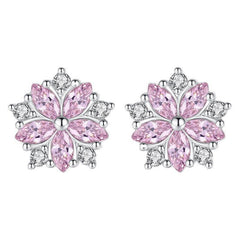 Brinco de Pressão Infantil Rosa de Festa Delicado de Zircônia Many