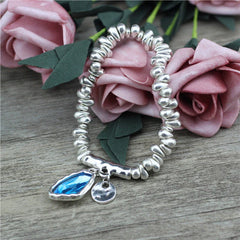 Pulseira Prateada com Pedra Azul Cristal Plava Laszine Shop