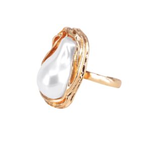 Anel de Pérola Grande Ajustável Moderno
