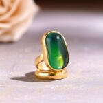 anel verde grande ajustavel de pedra oval grande ffhhf