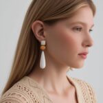 brinco branco grande de pedra com bege daad