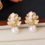 brinco de for e perola delicado e elegante de festa dd