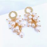 brinco de perolas cheio cascata de perolas de festa cfc