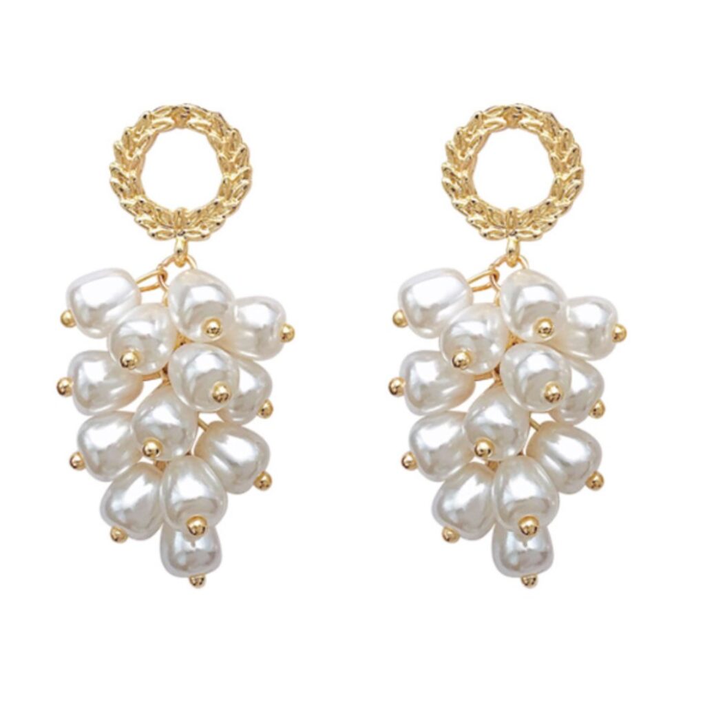 brinco de perolas cheio cascata de perolas de festa cfffc