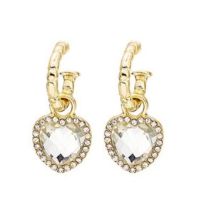 Brinco de Pressão Branco Delicado de Coração na Argola