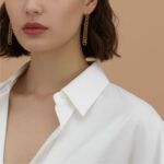 brinco de pressao de corrente dourada longo fino dddffs