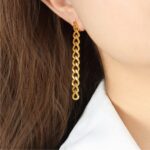 brinco de pressao de corrente dourada longo fino dds