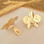 brinco de pressao de flor de metal orquidea elegante ddddss