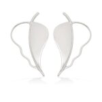 brinco de pressao de folha de metal prata vazado moderno