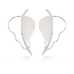 Brinco de Pressão Prata De Folha Vazado Moderno