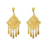 brinco de pressao dourado de franja boemio bohochic