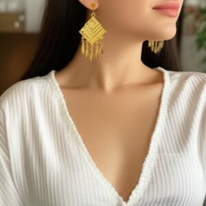 Brinco de Pressão Dourado de Franja BohoChic Hipie