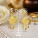 brinco de pressao dourado de franja boemio bohochic ff