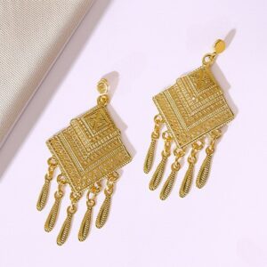 Brinco de Pressão Dourado de Franja BohoChic Hipie