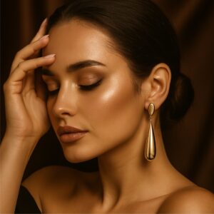 Brinco de Pressão Dourado De Gota Longo Fino