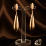 brinco de pressao grande dourado de gota fino gsg