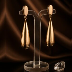 Brinco de Pressão Dourado De Gota Longo Fino