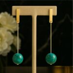 brinco de pressao turquesa longo fino elegante dffddfd