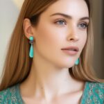 brinco turquesa e azul grande de pedra de gota ssffs