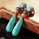 brinco turquesa e azul grande de pedra de gota ssssffs