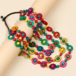 colar biojoia colorido multicamadas de madeira pintada fjdhhkkdjfg