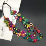 colar biojoia colorido multicamadas de madeira pintada gg