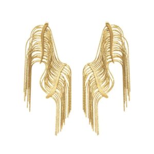 Maxi Brinco de Franja Dourado Grande Extravagante