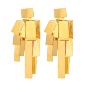 Maxi Brinco Dourado Multiplacas Retangulares Extravagante