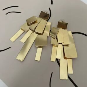 Maxi Brinco Dourado Multiplacas Retangulares Extravagante 