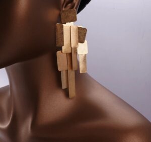 Maxi Brinco Dourado Multiplacas Retangulares Extravagante 