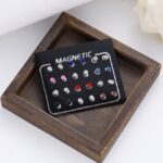 Brinco de Pressão Colorido Kit com 6 Pares de Brinco Magnetico de cristal ddd