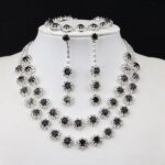 Brinco preto e prata longo de festa elegante minimalista ffddddddf