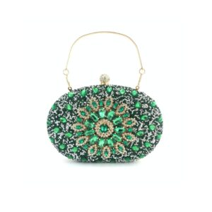 Clutch verde esmeralda festa com brilho cravejada de cristais