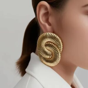 Maxi Brinco Dourado Oval Torcido Tendência