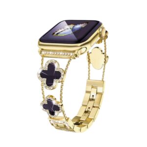 Pulseira para Apple Watch de Trevo Preto Cravejada de Cristais