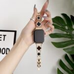 Pulseira para Apple Watch de trevo preto cravejada de cristais fddfffd