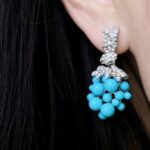 brinco azul e prata de festa ao ar livre elegante estilo cacho ff