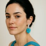 brinco azul e prata de festa ao ar livre elegante estilo cachoss fdf