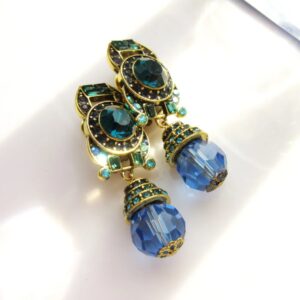 Brinco de Pressão Azul de Festa Elegante Medieval