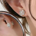 brinco de pressao delicado feminino de cristal pequeno gfffggfg