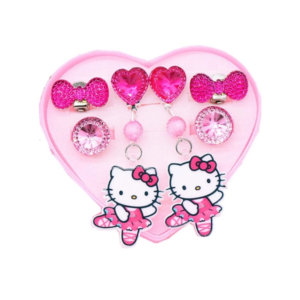 brinco de pressao infatil rosa kit com 3 hello kit