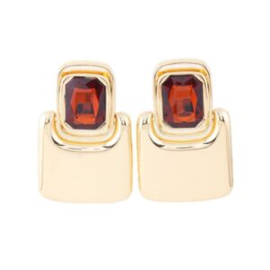 Maxi Brinco de Pressão Marrom e Dourado Quadrado Moderno