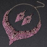 brinco roxo e rosa de festa grande com colar formatura ugg