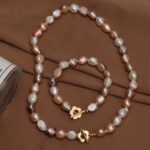 colar de pérolas naturais com pulseira de perolas naturai rsss