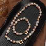 colar de pérolas naturais com pulseira de perolas naturais ff