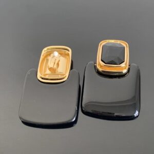 Maxi brinco de pressão preto moderno quadrado fashion